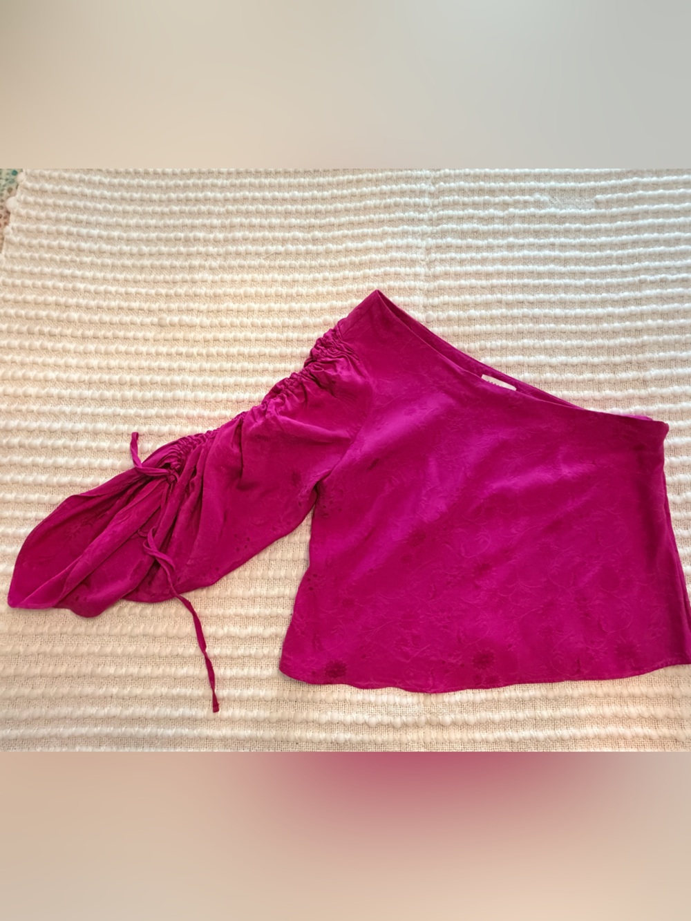 Topshop Fuchsia Satin One-Shoulder Top